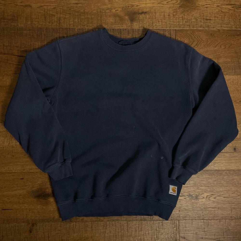 Carhartt Crewneck Sweatshirt Mens Size M Navy Blue Vintage Workwear Minimal